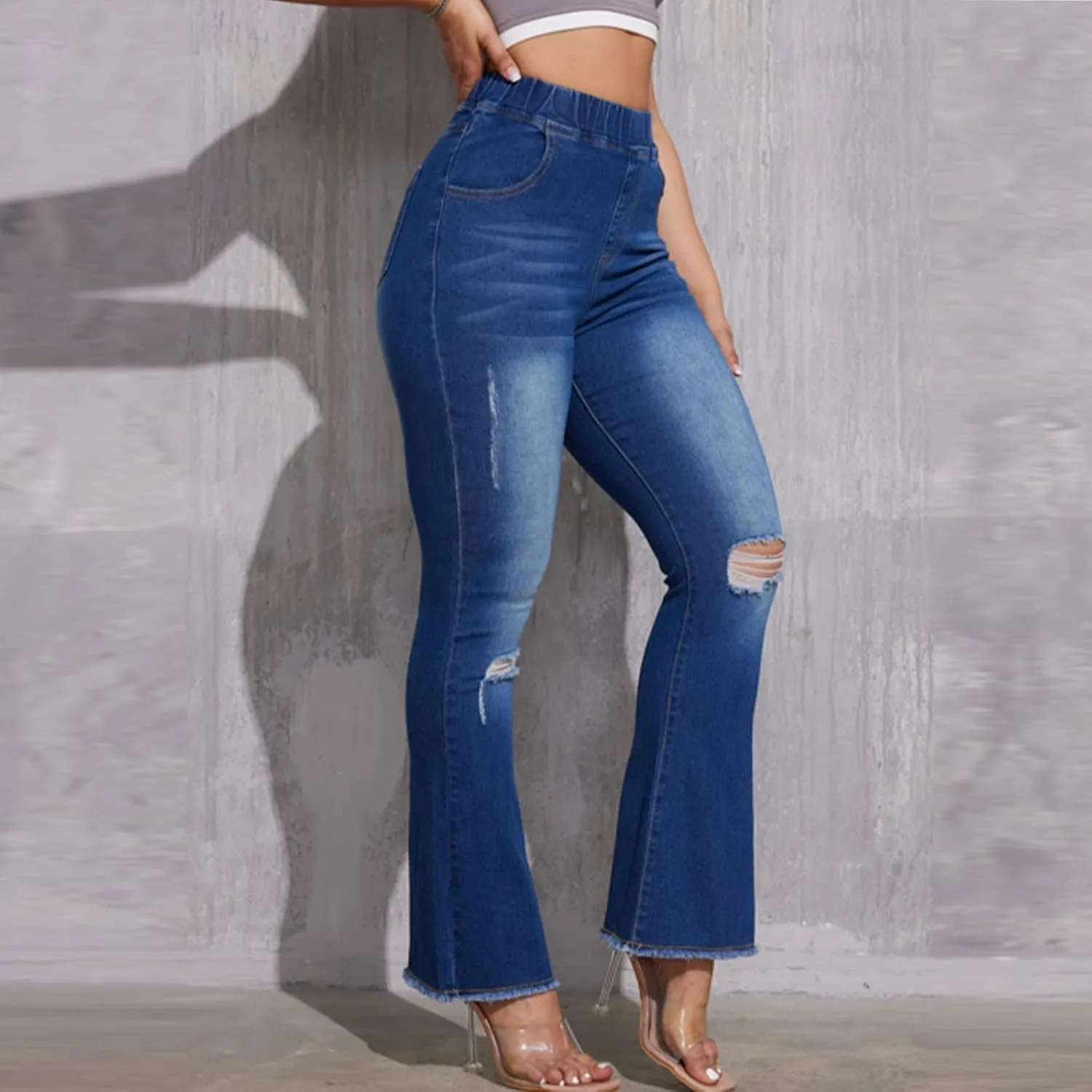 High Waisted Bell Bottom Jeans for Women Flare Jeans for Women Stretch Wide Leg Fashion Bell Bottom Jeans