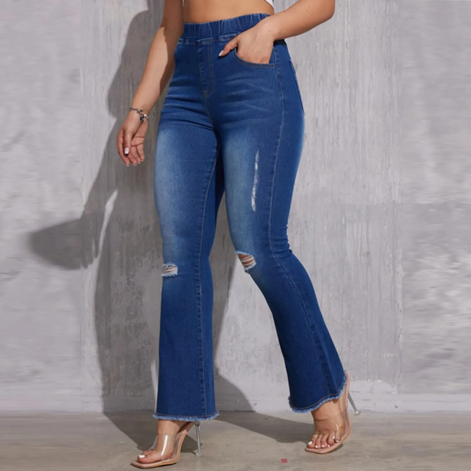 High Waisted Bell Bottom Jeans for Women Flare Jeans for Women Stretch Wide Leg Fashion Bell Bottom Jeans