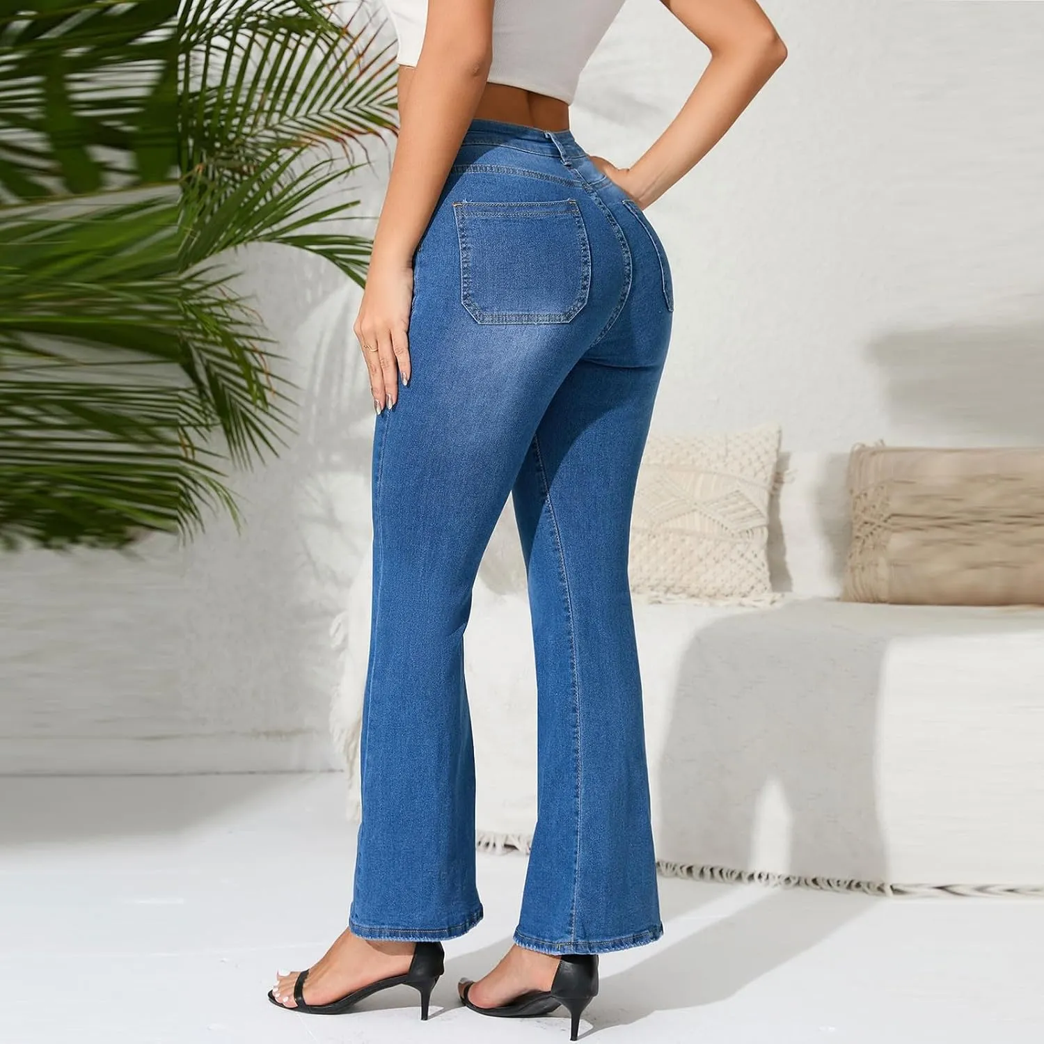 High Waisted Bell Bottom Jeans for Women Flare Jeans for Women Stretch Wide Leg Fashion Bell Bottom Jeans
