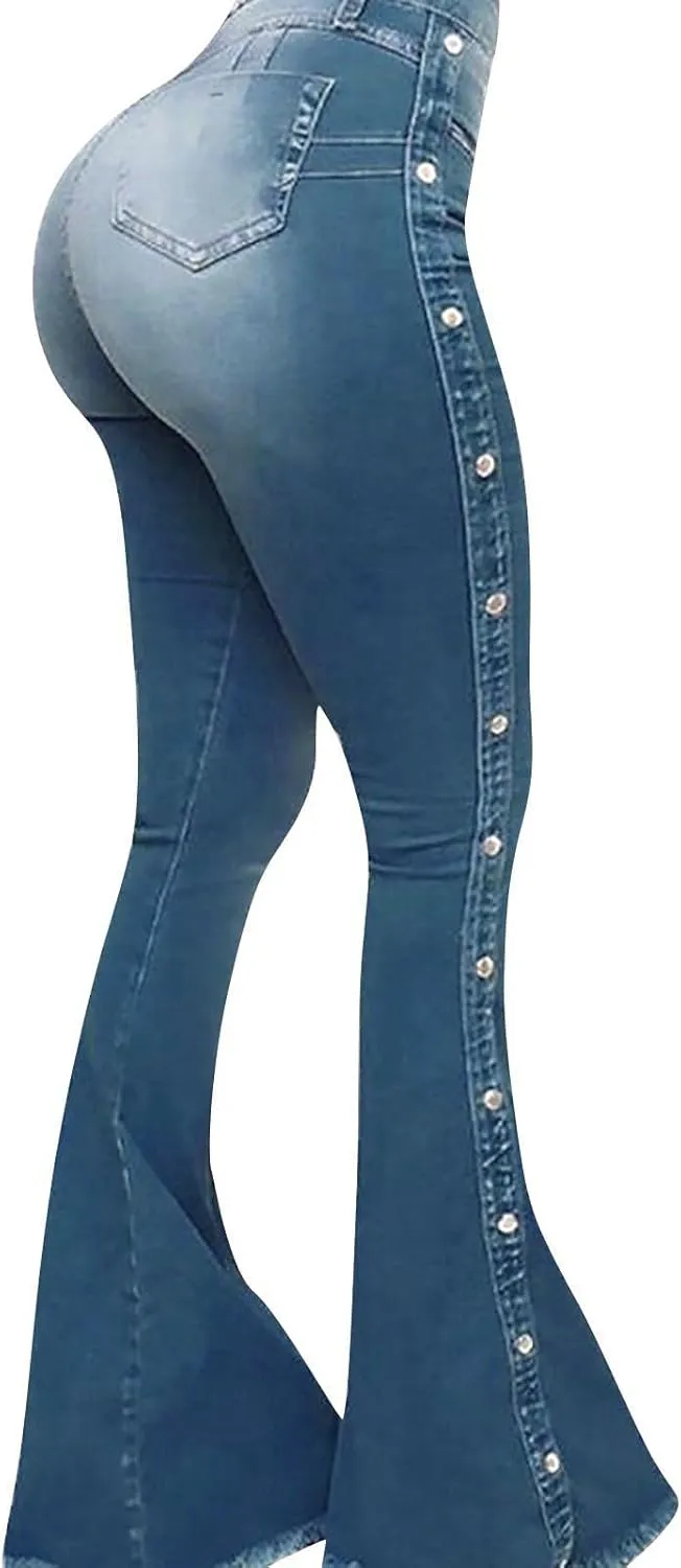 High Waisted Bell Bottom Jeans for Women Flare Jeans for Women Stretch Wide Leg Fashion Bell Bottom Jeans