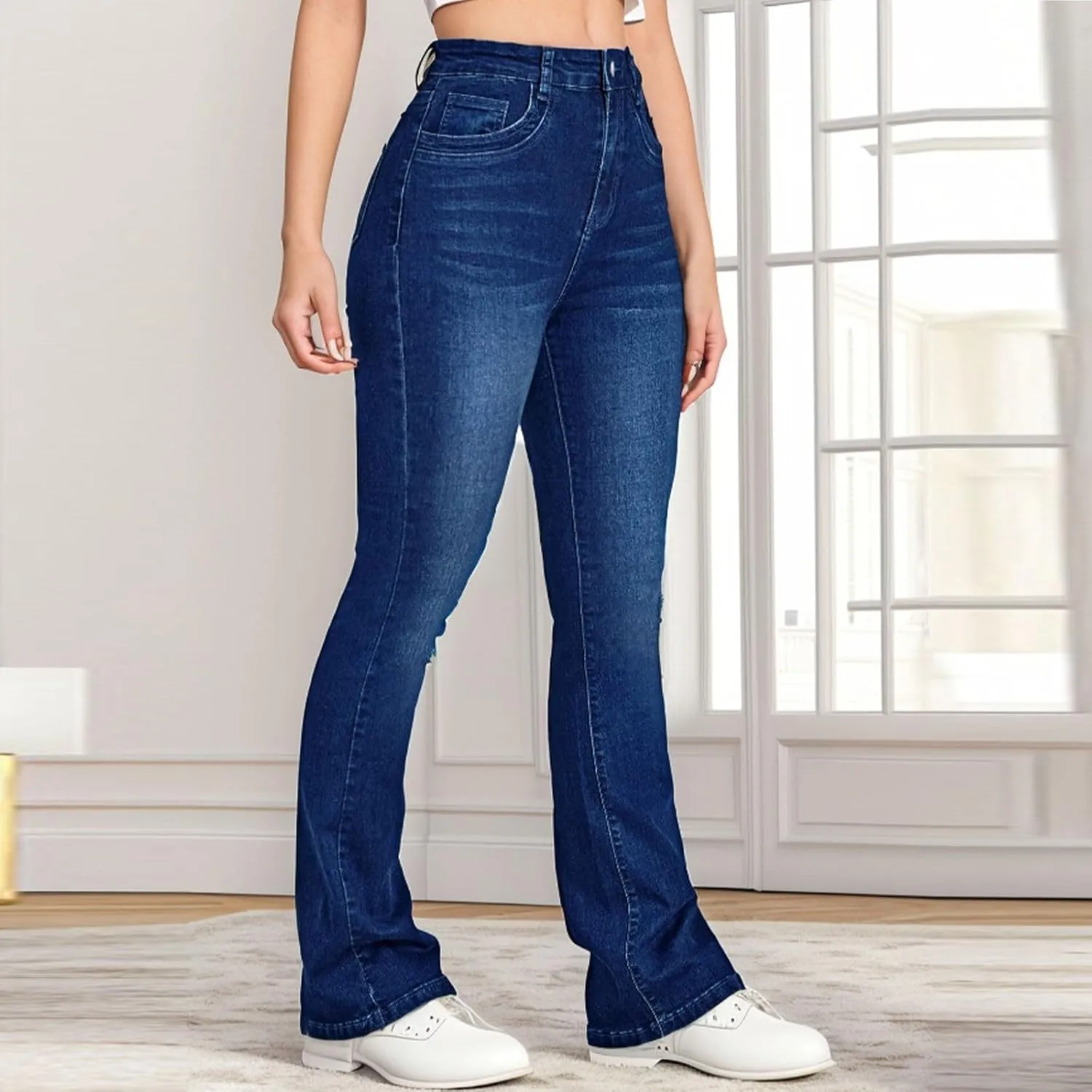 High Waisted Bell Bottom Jeans for Women Flare Jeans for Women Stretch Wide Leg Fashion Bell Bottom Jeans