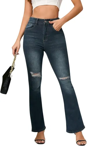 High Waisted Bell Bottom Jeans for Women Flare Jeans for Women Stretch Wide Leg Fashion Bell Bottom Jeans