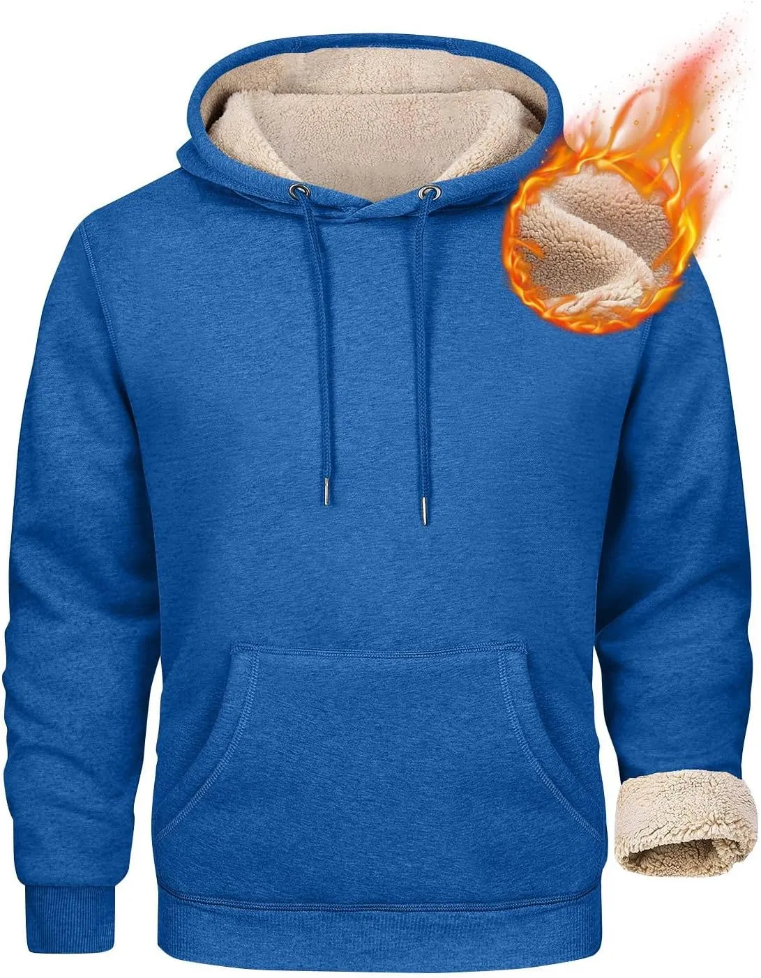 Hoodies For Men Sherpa Fleece Lined Sweatshirt Pullover Sweaters Winter Warm Hoodie With Pockets