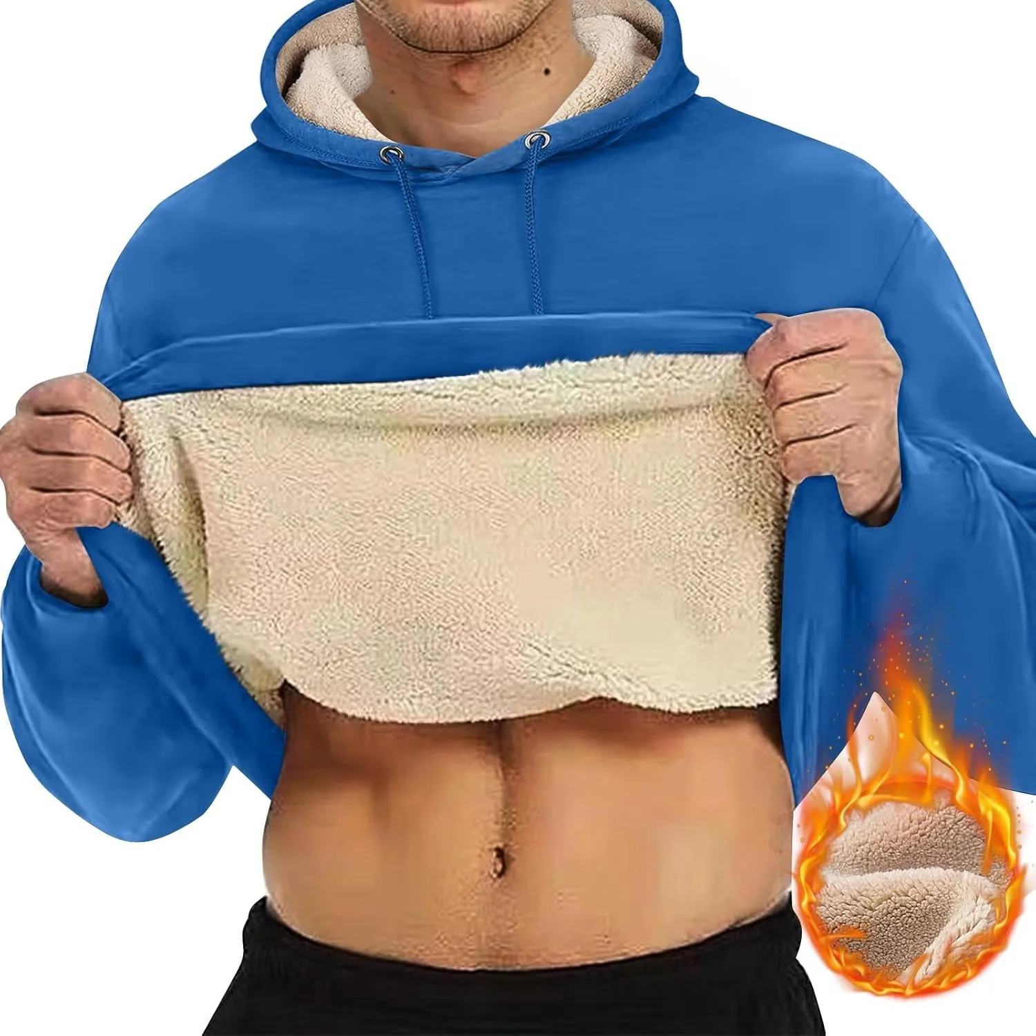 Hoodies For Men Sherpa Fleece Lined Sweatshirt Pullover Sweaters Winter Warm Hoodie With Pockets