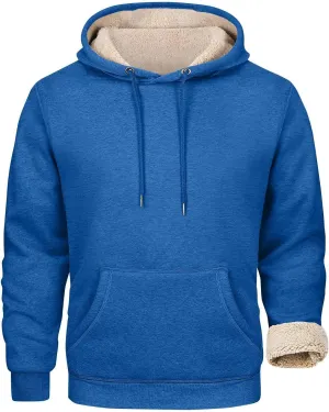 Hoodies For Men Sherpa Fleece Lined Sweatshirt Pullover Sweaters Winter Warm Hoodie With Pockets