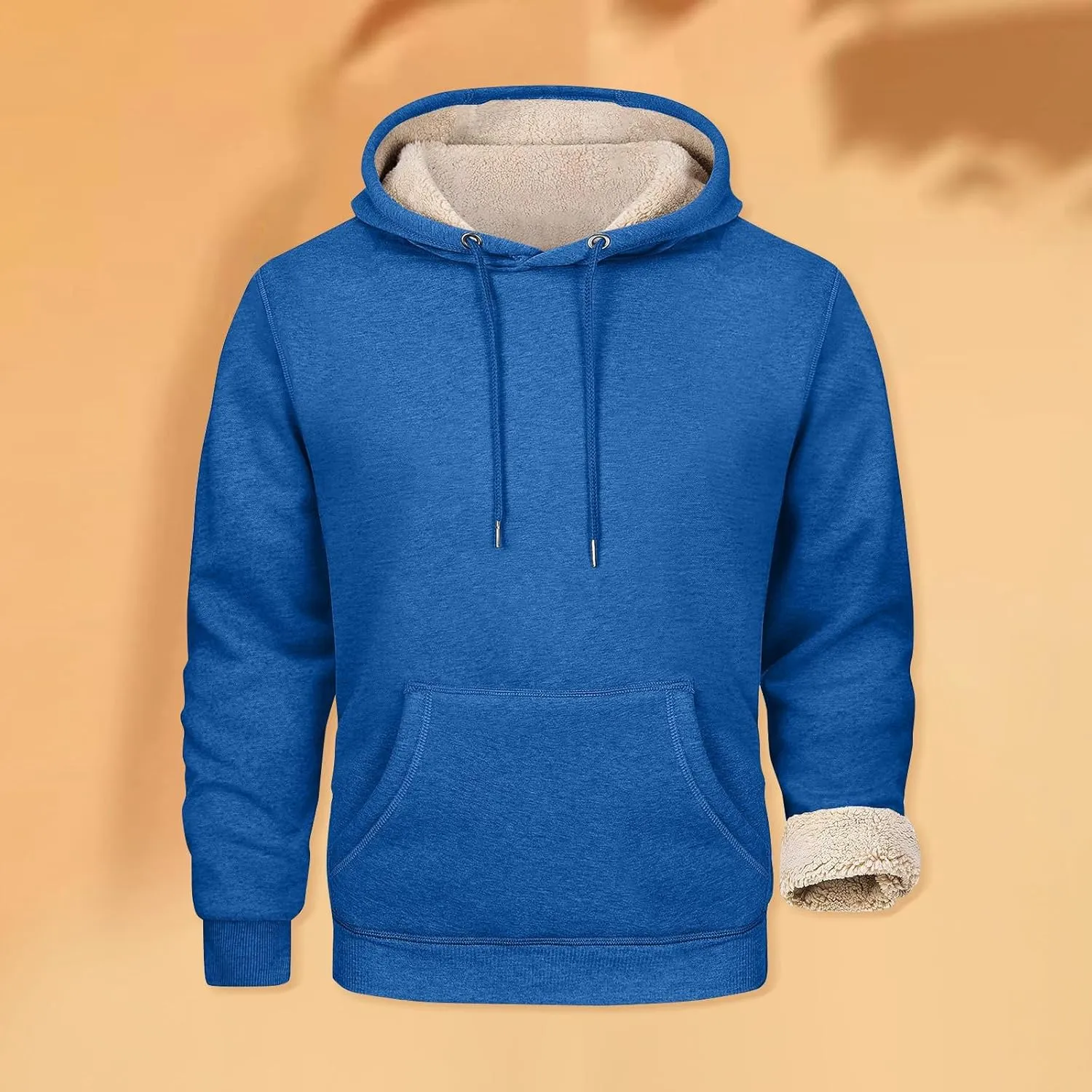 Hoodies For Men Sherpa Fleece Lined Sweatshirt Pullover Sweaters Winter Warm Hoodie With Pockets