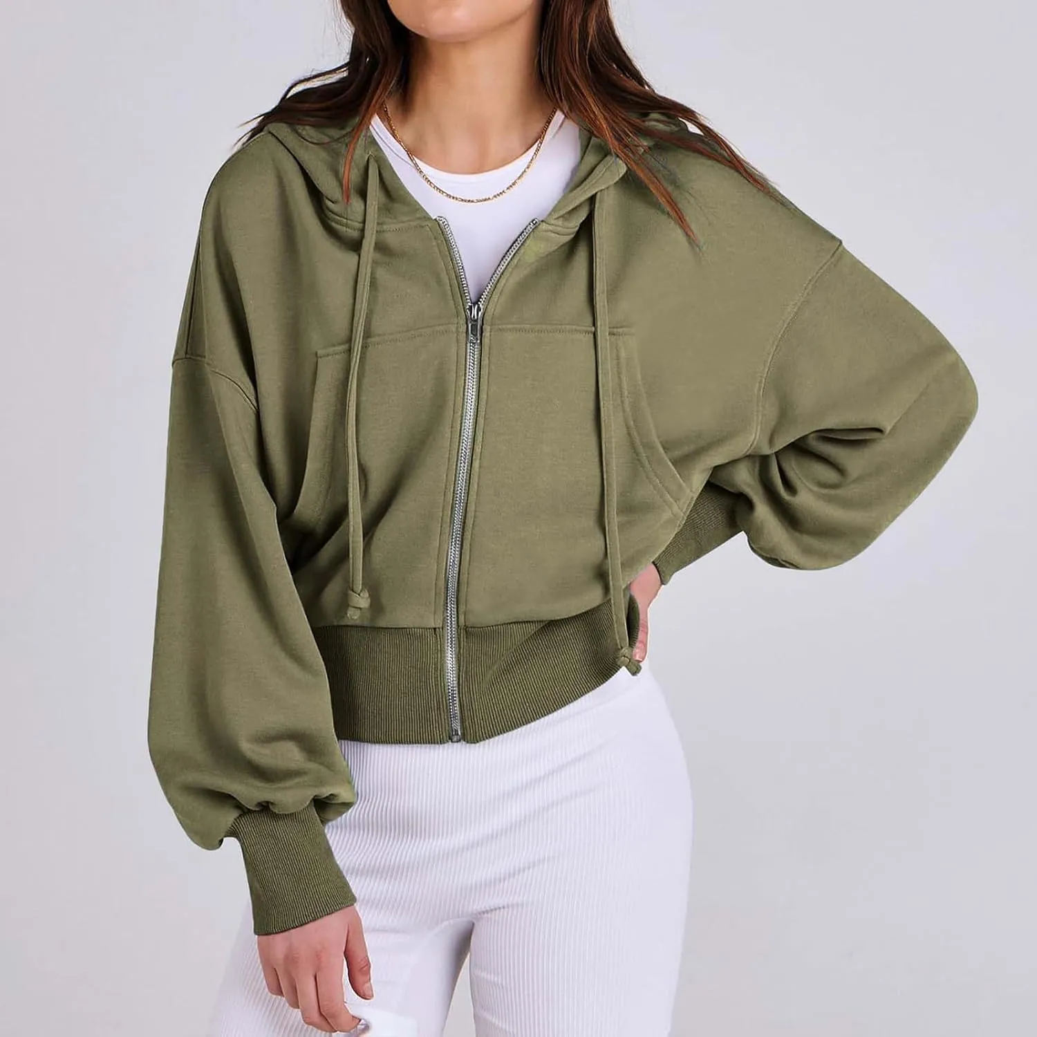 Hoodies for Women Full Zip Up Cropped Sweatshirts Jackets Casual Comfy Gym Tops Fall Outfits Winter Clothes