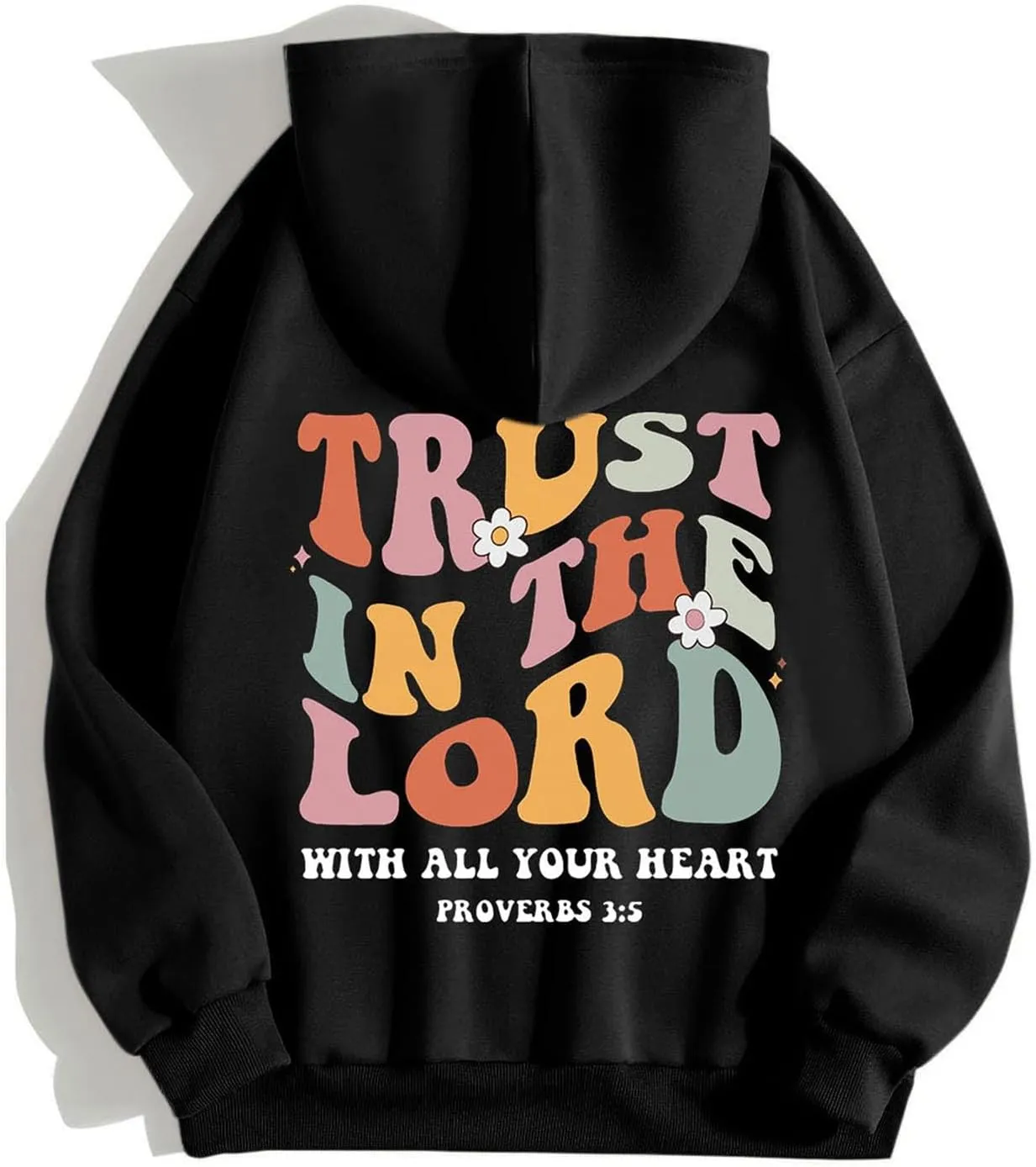 Hoodies For Women Graphic Trust In The Lord Christian Shape Print Winter Outfit With Pocket Drawstring Soft Casual Pullover
