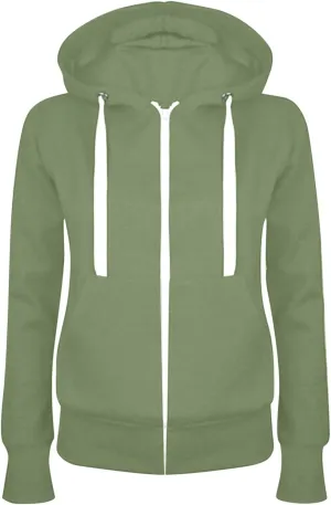 Hooedies for Women Full Zip Up Fleece Drawstring Long Sleeve Sweatshiirt With Pocket Slim Fit Fashion Sweater Tops