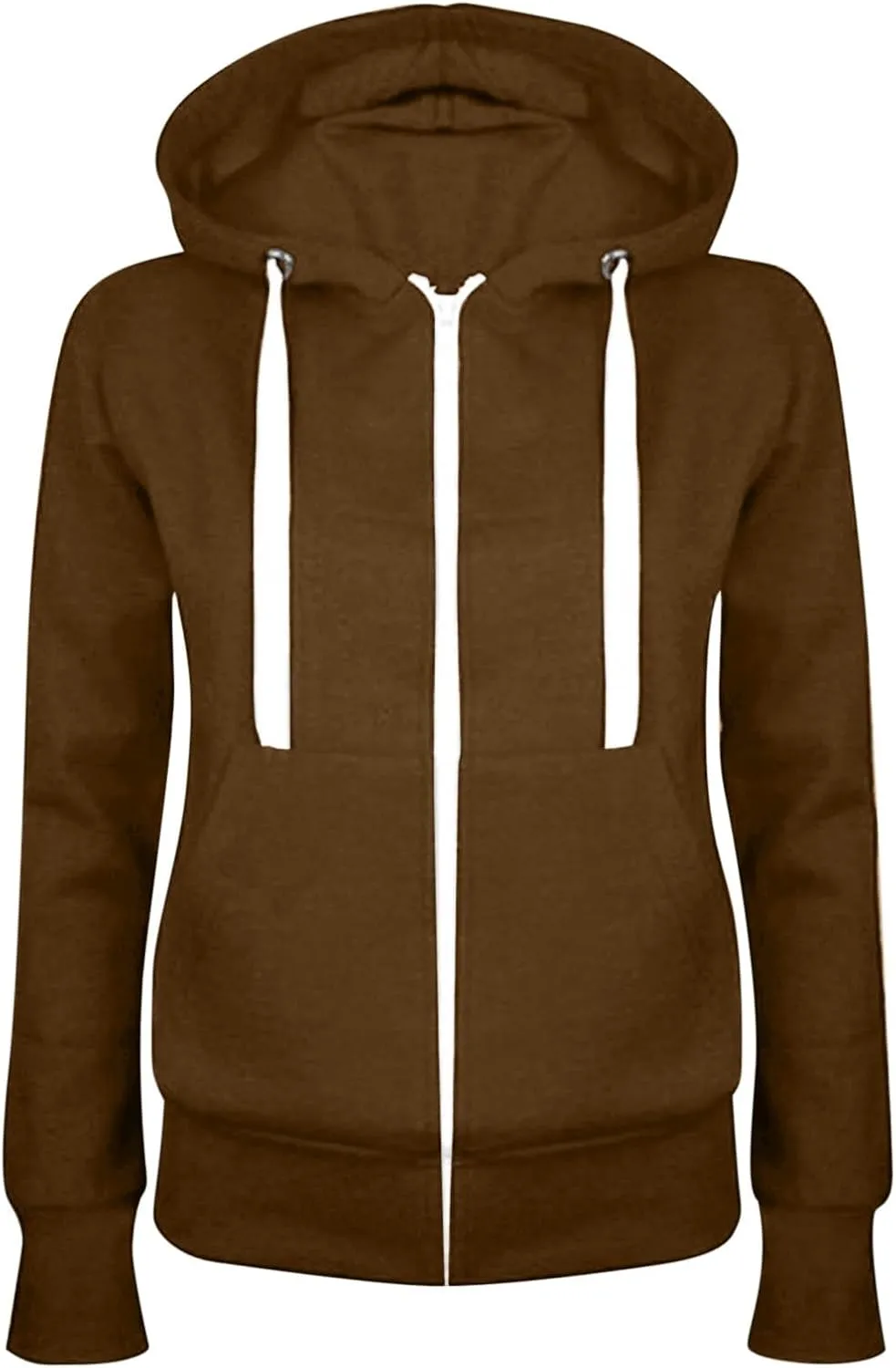 Hooedies for Women Full Zip Up Fleece Drawstring Long Sleeve Sweatshiirt With Pocket Slim Fit Fashion Sweater Tops