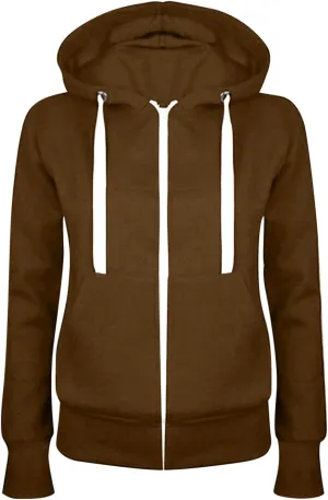Hooedies for Women Full Zip Up Fleece Drawstring Long Sleeve Sweatshiirt With Pocket Slim Fit Fashion Sweater Tops