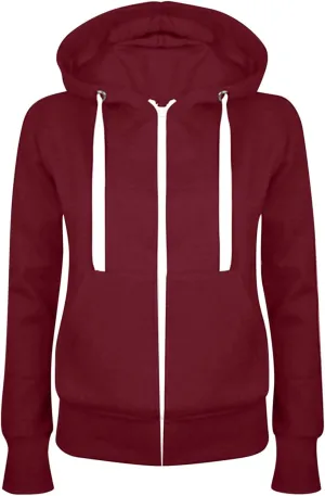 Hooedies for Women Full Zip Up Fleece Drawstring Long Sleeve Sweatshiirt With Pocket Slim Fit Fashion Sweater Tops