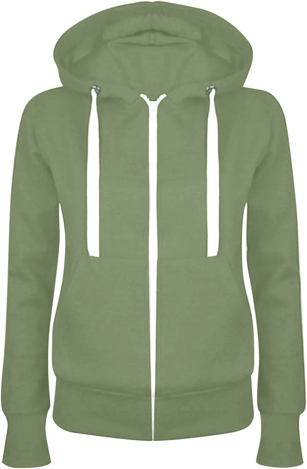 Hooedies for Women Full Zip Up Fleece Drawstring Long Sleeve Sweatshiirt With Pocket Slim Fit Fashion Sweater Tops