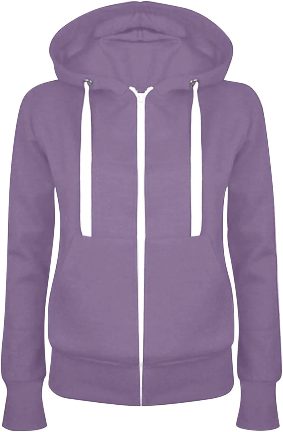 Hooedies for Women Full Zip Up Fleece Drawstring Long Sleeve Sweatshiirt With Pocket Slim Fit Fashion Sweater Tops