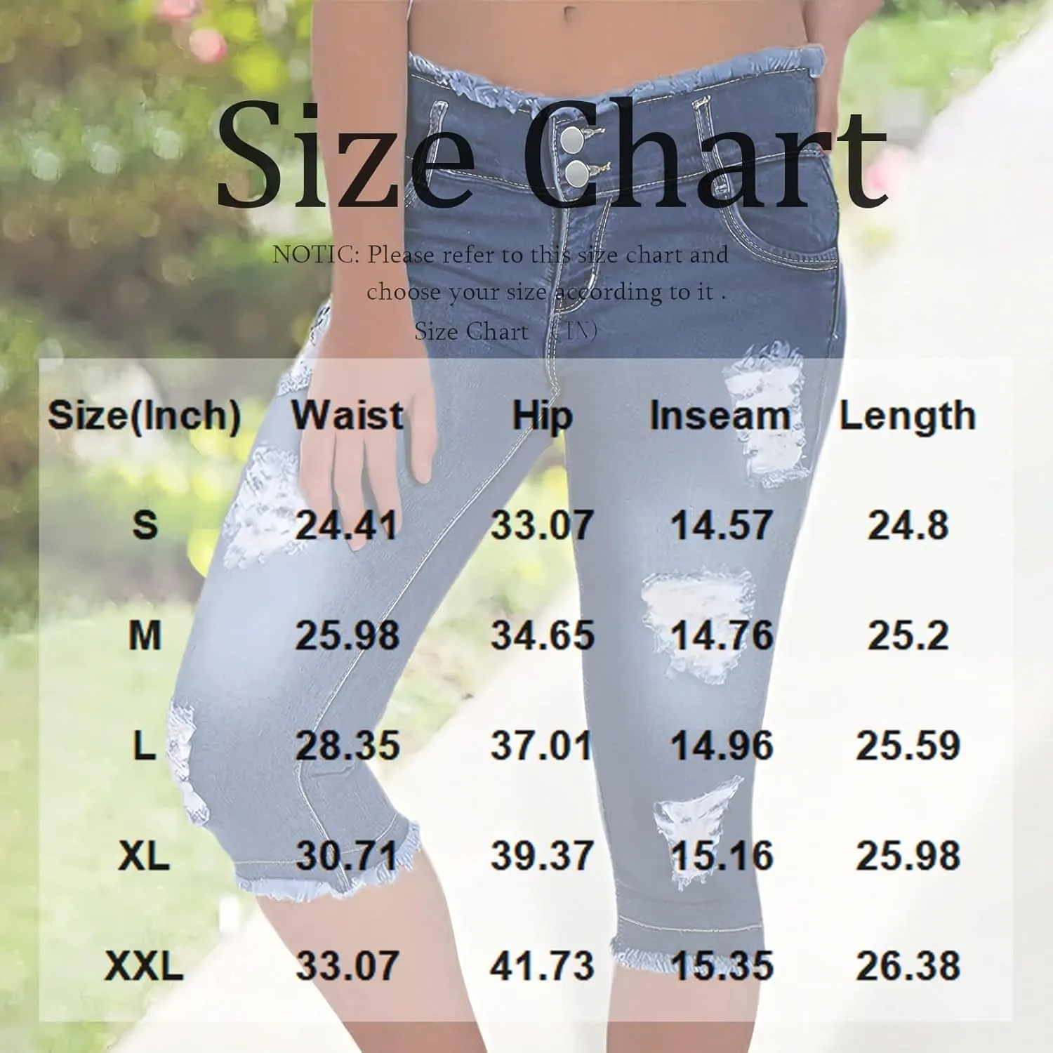 Jean Capris for Women Stretchy Ripped Skinny Jeans Trendy High Waisted Cropped Jeans Distressed Denim Capri Pants