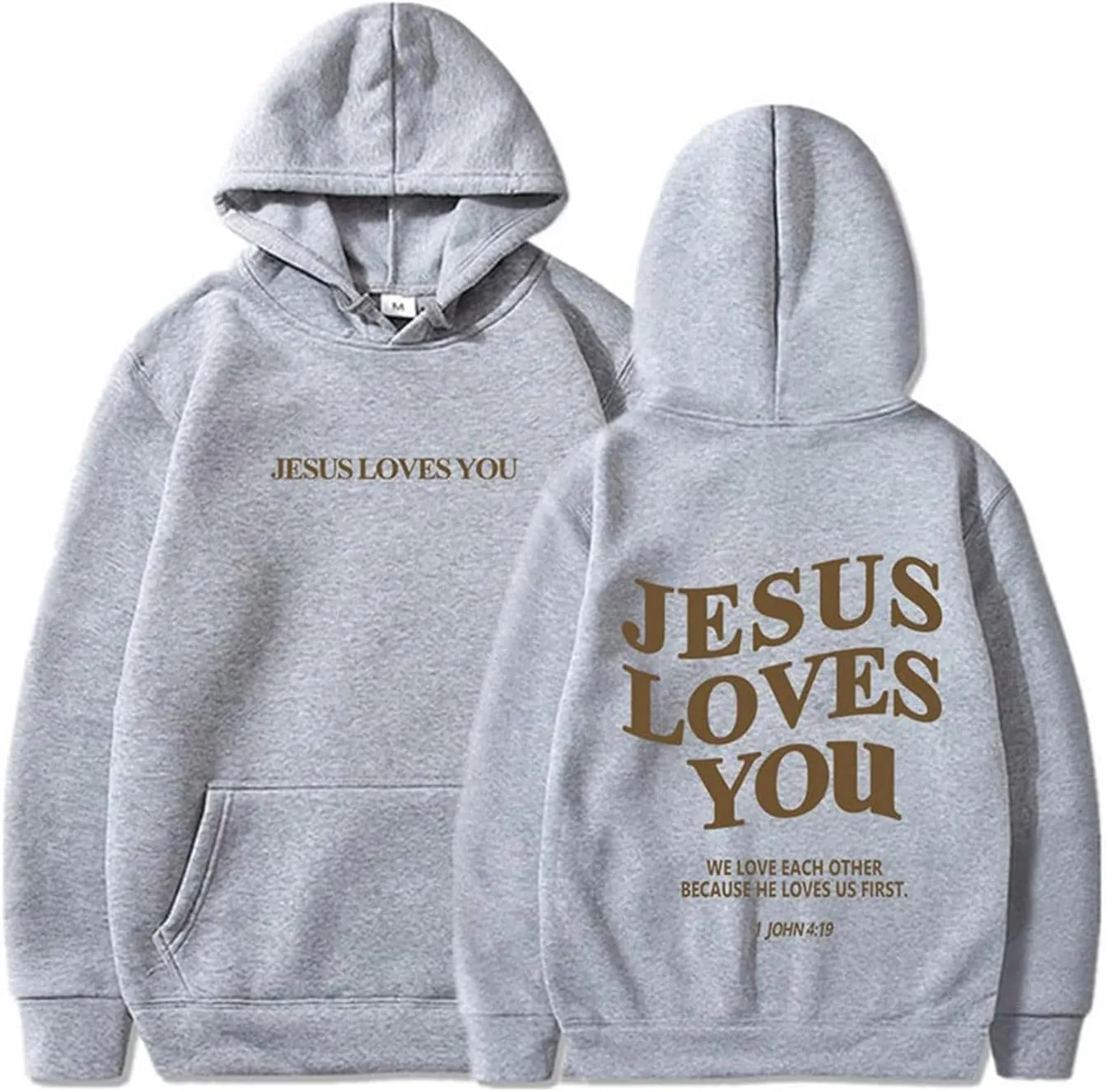 Jesus Loves You Hoodies For Women Oversized Letter Print Hooded Pullover Tops Casual Long Sleeve Sweatshirts Graphic Tunics