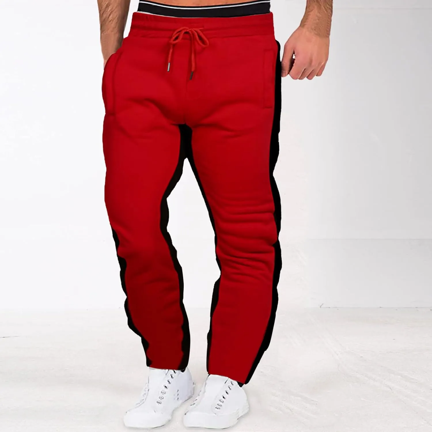 Joggers for Men Fleece Casual Drawstring Baggy Sport Athletic Gym Workout Sweatpants Cargo Sweatpants with Pockets