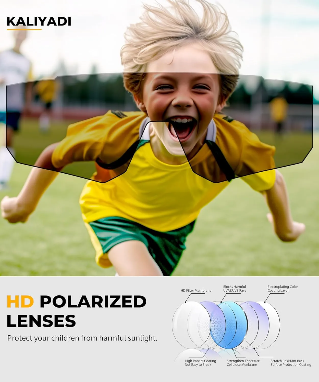 KALIYADI Polarized Youth Baseball-Sunglasses Kids-Sunglasses: Boys Girls Sports Cycling Running Age 3-12 UV400 Protection
