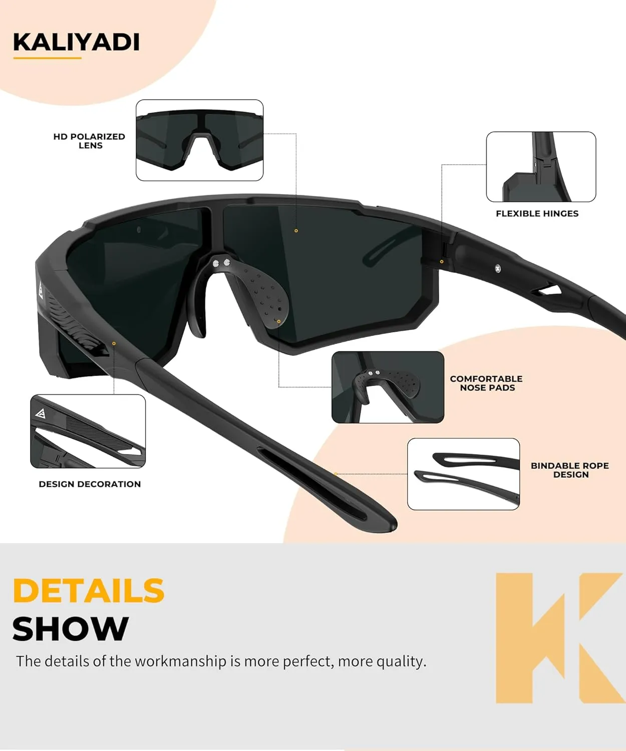 KALIYADI Polarized Youth Baseball-Sunglasses Kids-Sunglasses: Boys Girls Sports Cycling Running Age 3-12 UV400 Protection