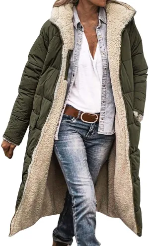 Ladies Fashionable Warm Winter Coat Double Faced Long Sleeve Hooded Down Jacket Womens Winter Hunting Coat