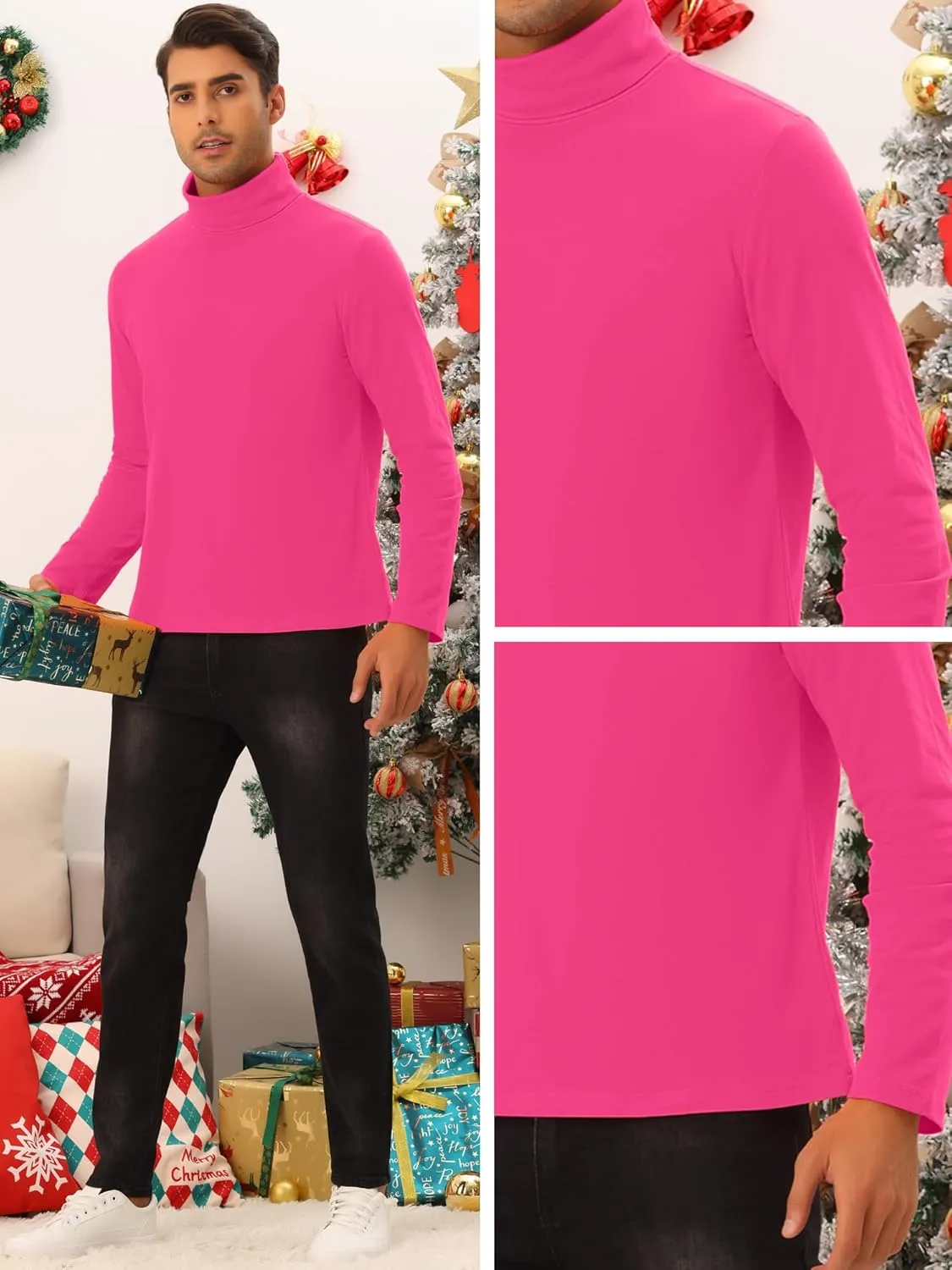 Lars Amadeus Turtleneck Top for Men's Slim Fit Long Sleeves Knitted Pullover T-Shirt