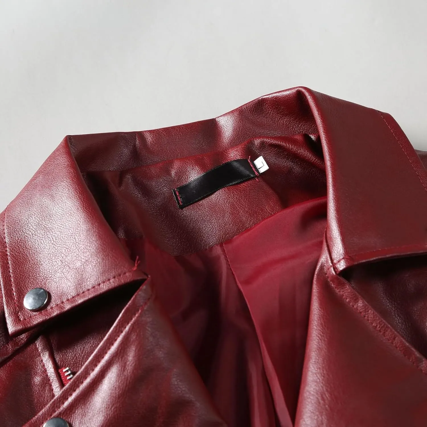 Leather Jackets for Men, Faux Bomber Jacket Mens Motorcycle Lapel Asymmetric Zip-Up Slim Fit Biker Coat with Pockets