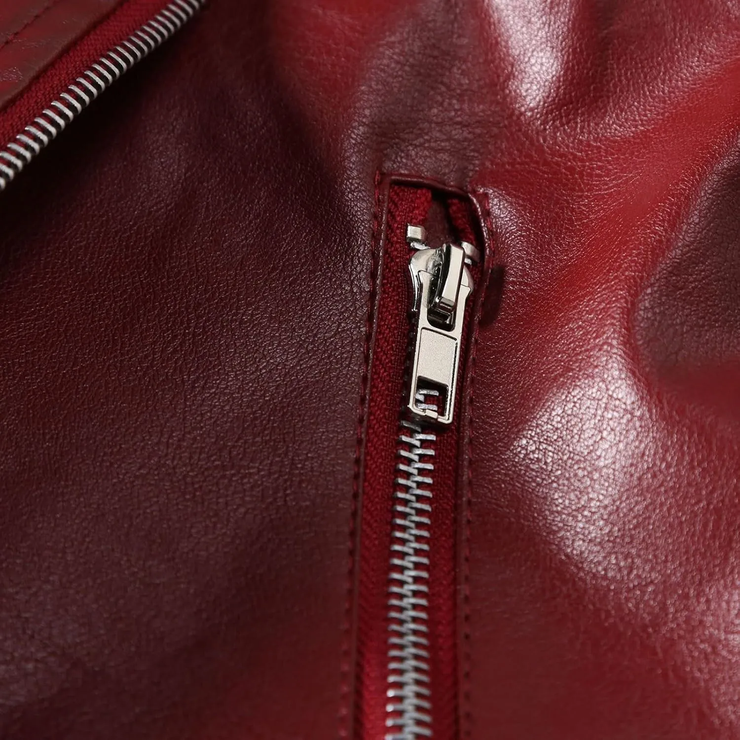 Leather Jackets for Men, Faux Bomber Jacket Mens Motorcycle Lapel Asymmetric Zip-Up Slim Fit Biker Coat with Pockets
