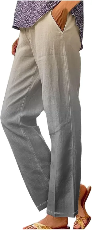 Linen Pants with Pockets Spring Women's Cotton Linen Pants Women's Plus Size Cotton Linen Yoga Pants