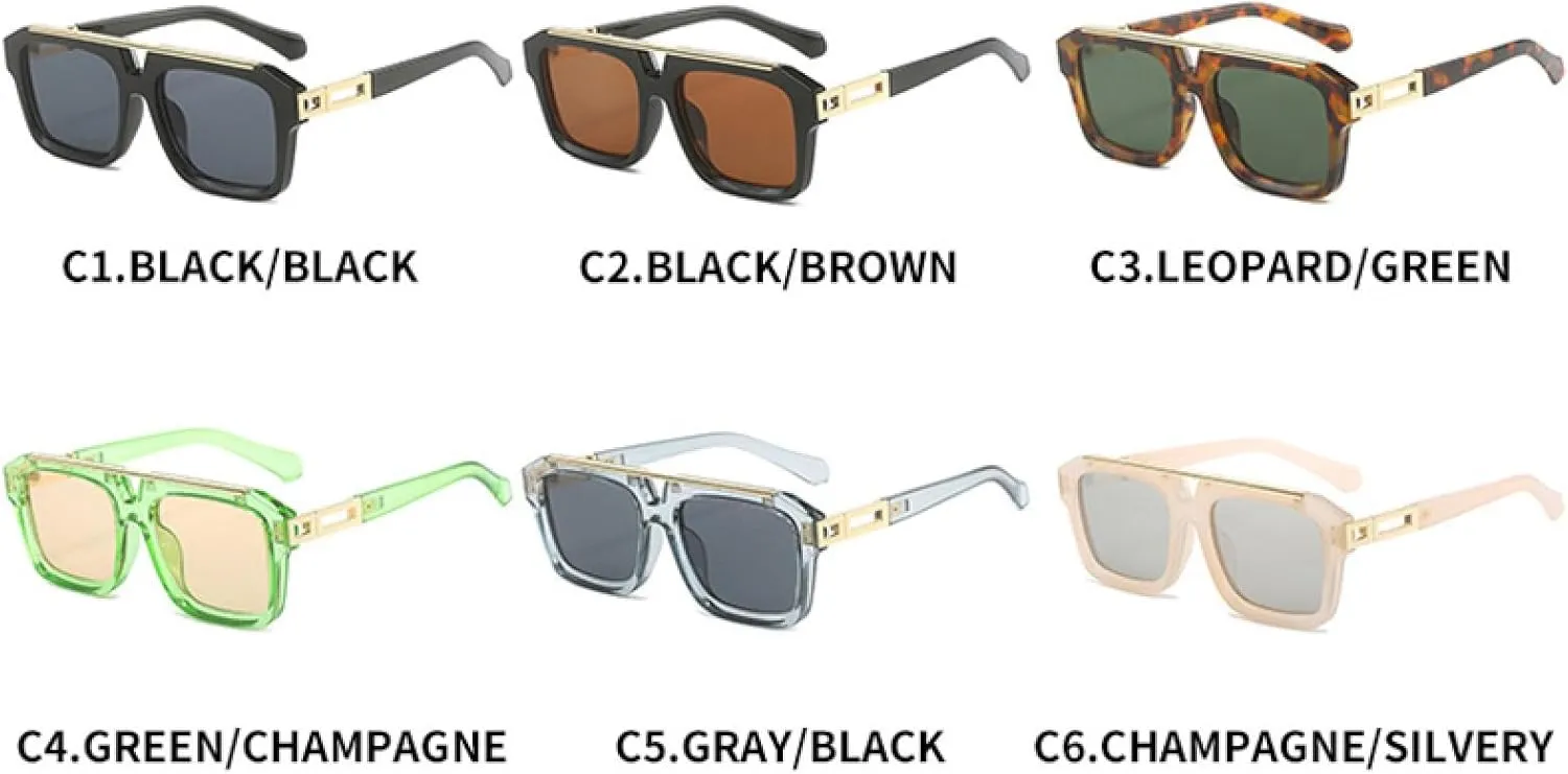 Luxury Classic Sunglasses Women for Men Male Trend Sun Glasses Fashion Vintage Punk Flat Top Shades