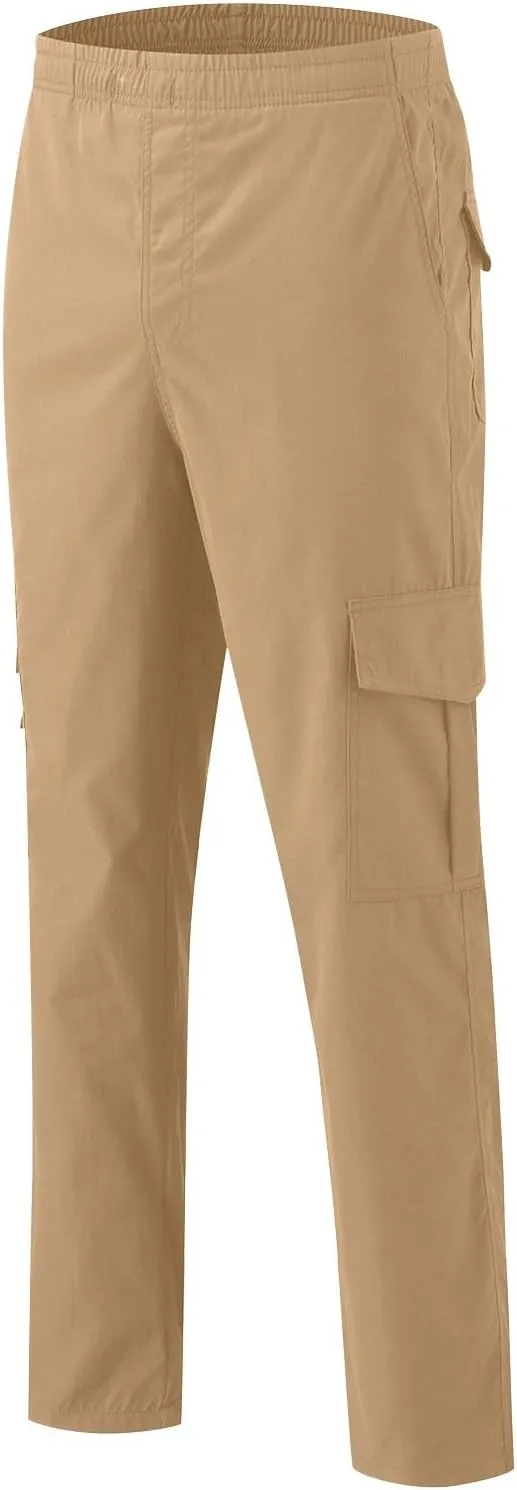 Male Versatile All Season Cargo Pants Multi Pocket Zip Button Hem Solid Color Plus Relaxed fit Cargo Trousers for