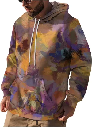 Men Hoodies Tall Long Sleeve Sweatshirt Drawstring Graphic Hoodies Fall Oversized Sweater Pullover