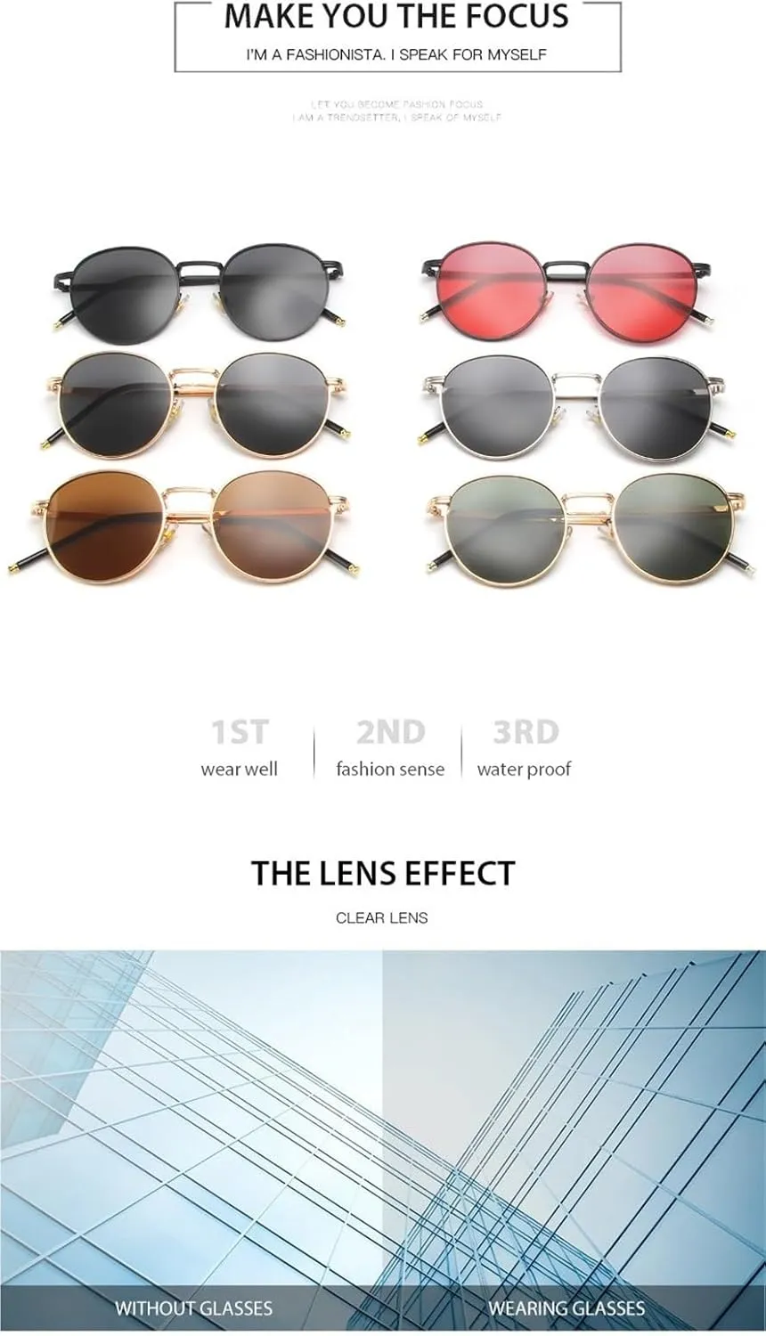 Men Metal Round Frame Shopping Sunglasses Driver Vacation Women Outdoor Sun Glasses