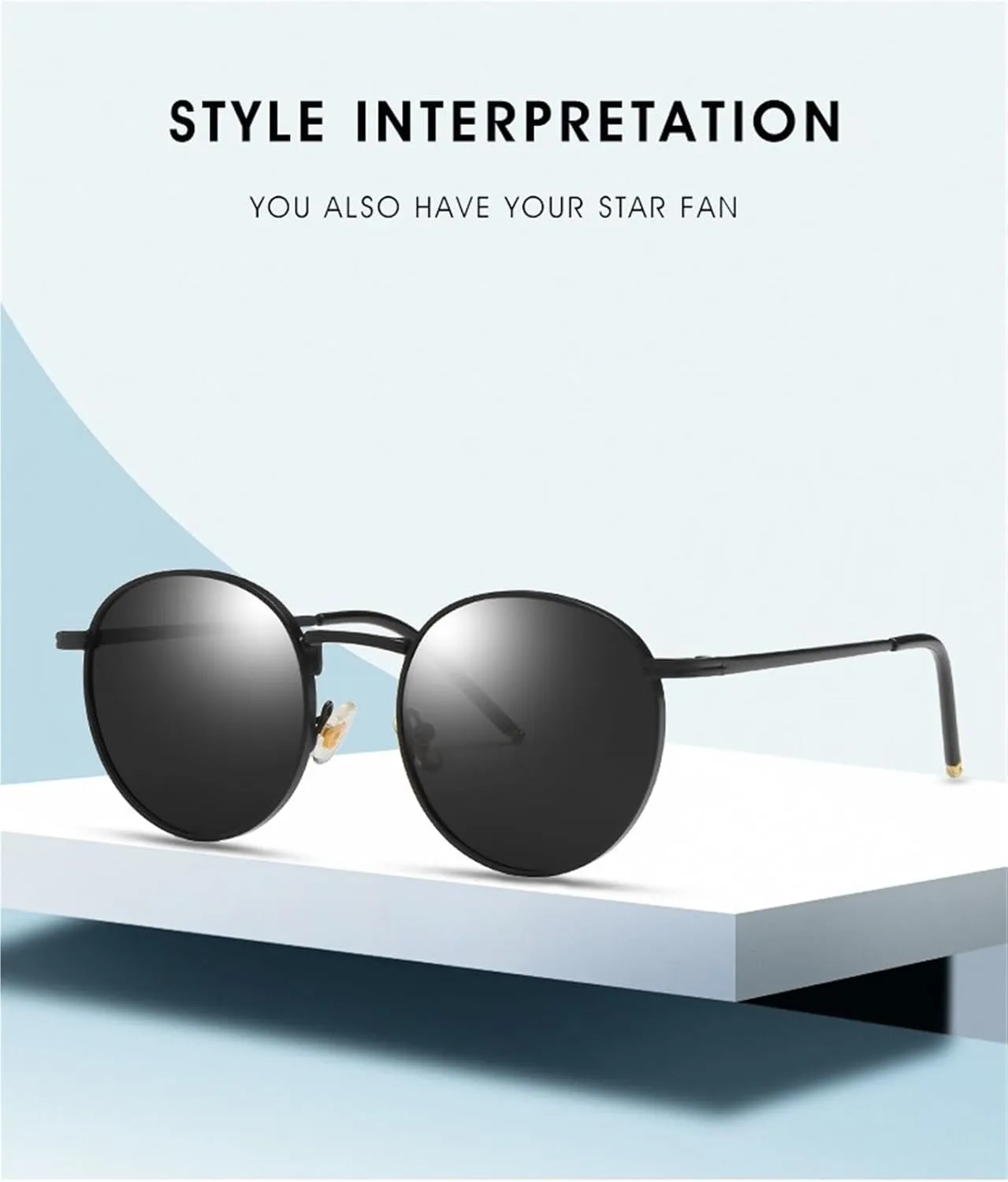 Men Metal Round Frame Shopping Sunglasses Driver Vacation Women Outdoor Sun Glasses