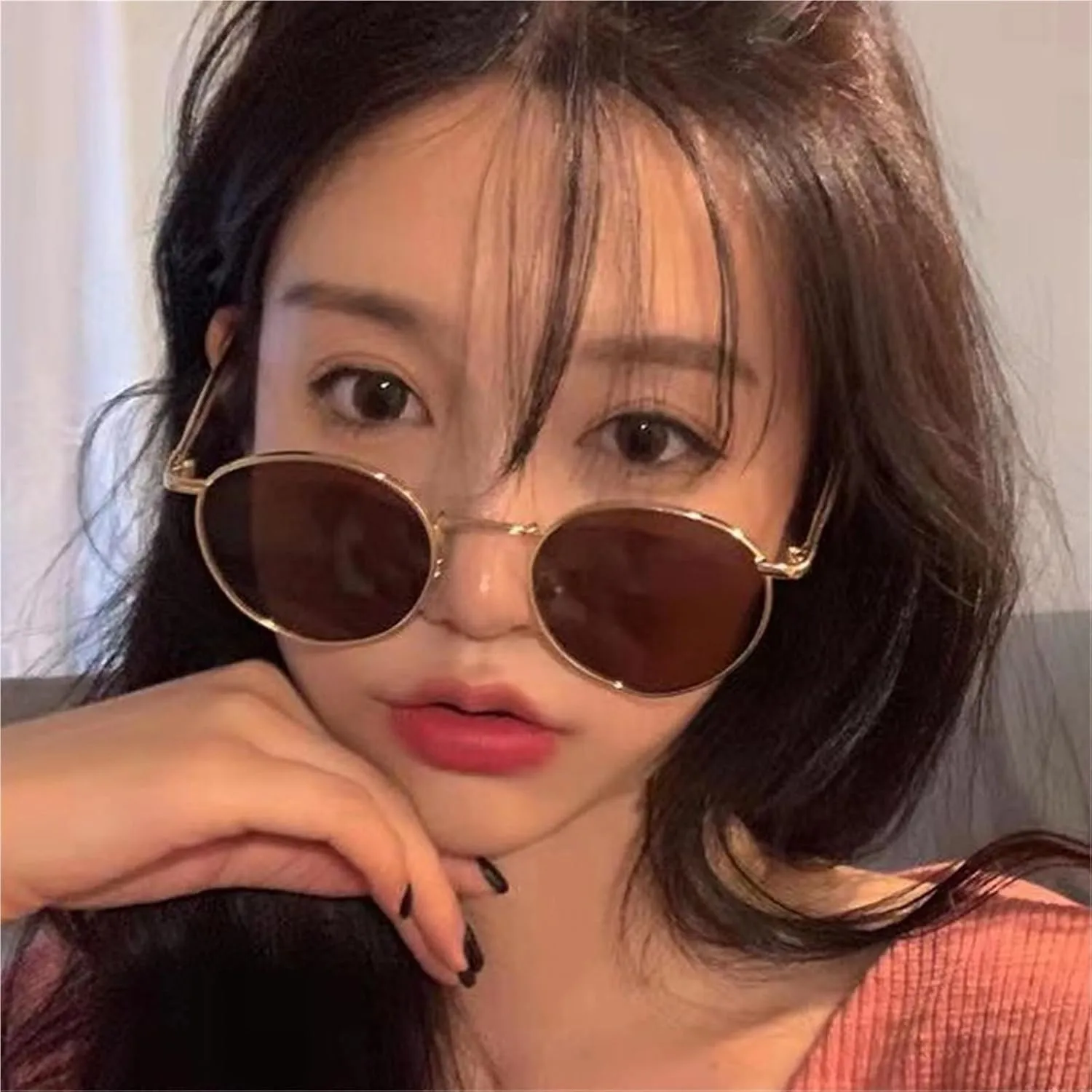 Men Metal Round Frame Shopping Sunglasses Driver Vacation Women Outdoor Sun Glasses