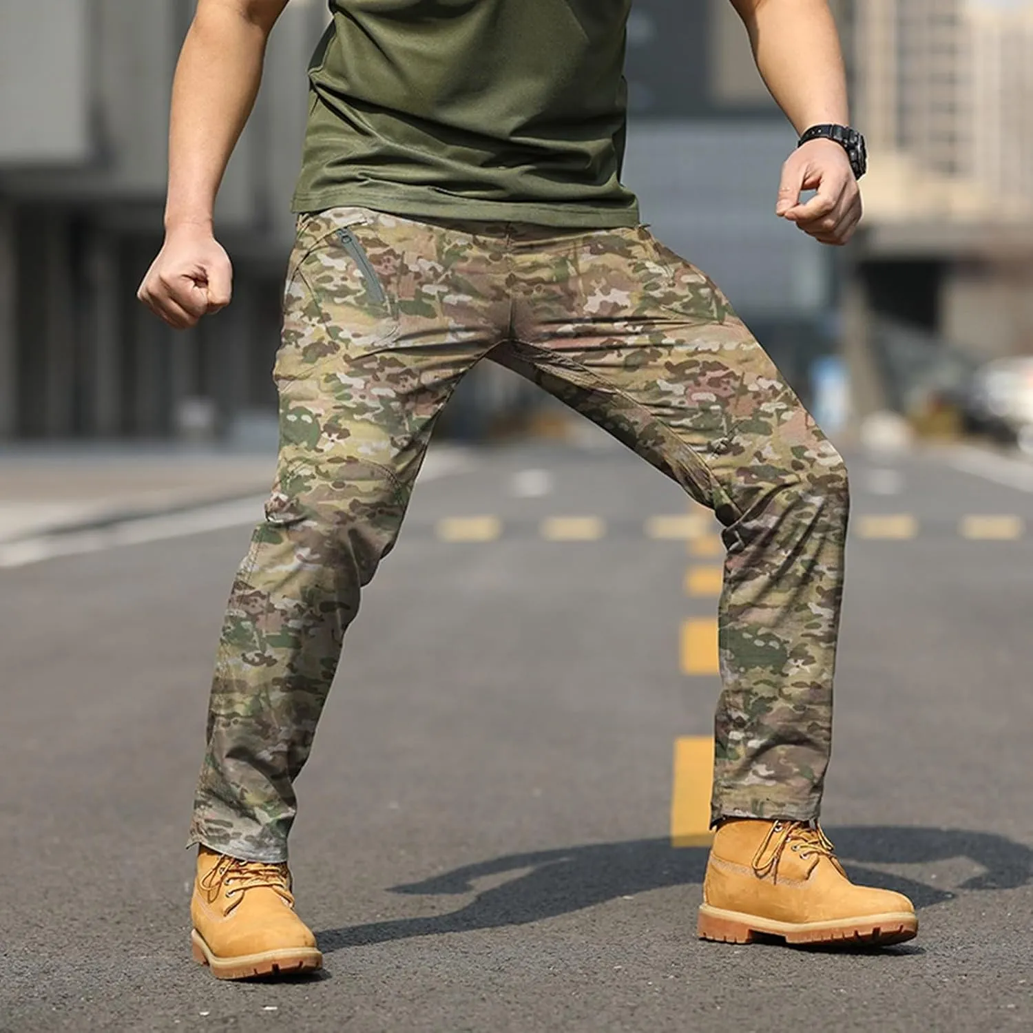 Men Outdoor Cargo Pant Lightweight Hiking Cargo Work Pants Water Resistant Travel Climbing Outdoor Stretch Pants