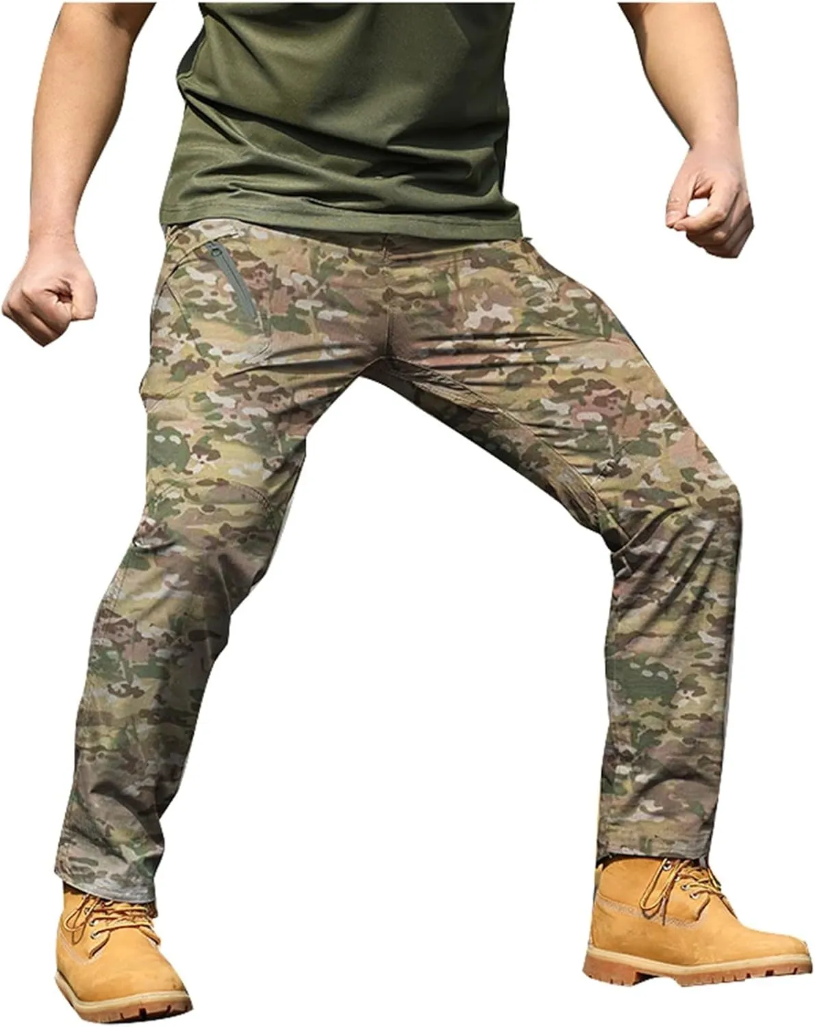 Men Outdoor Cargo Pant Lightweight Hiking Cargo Work Pants Water Resistant Travel Climbing Outdoor Stretch Pants