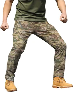 Men Outdoor Cargo Pant Lightweight Hiking Cargo Work Pants Water Resistant Travel Climbing Outdoor Stretch Pants