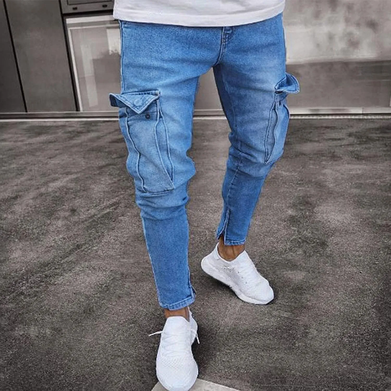 Men Slim Zipper Denim Jeans Mens Relaxed Fit Jeans for Men Jeans for Men Regular Relaxed Fit Jeans for Men Jeans