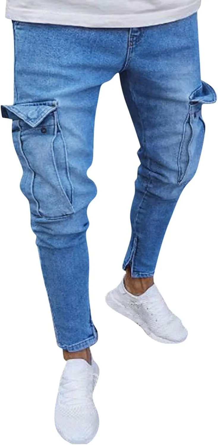 Men Slim Zipper Denim Jeans Mens Relaxed Fit Jeans for Men Jeans for Men Regular Relaxed Fit Jeans for Men Jeans