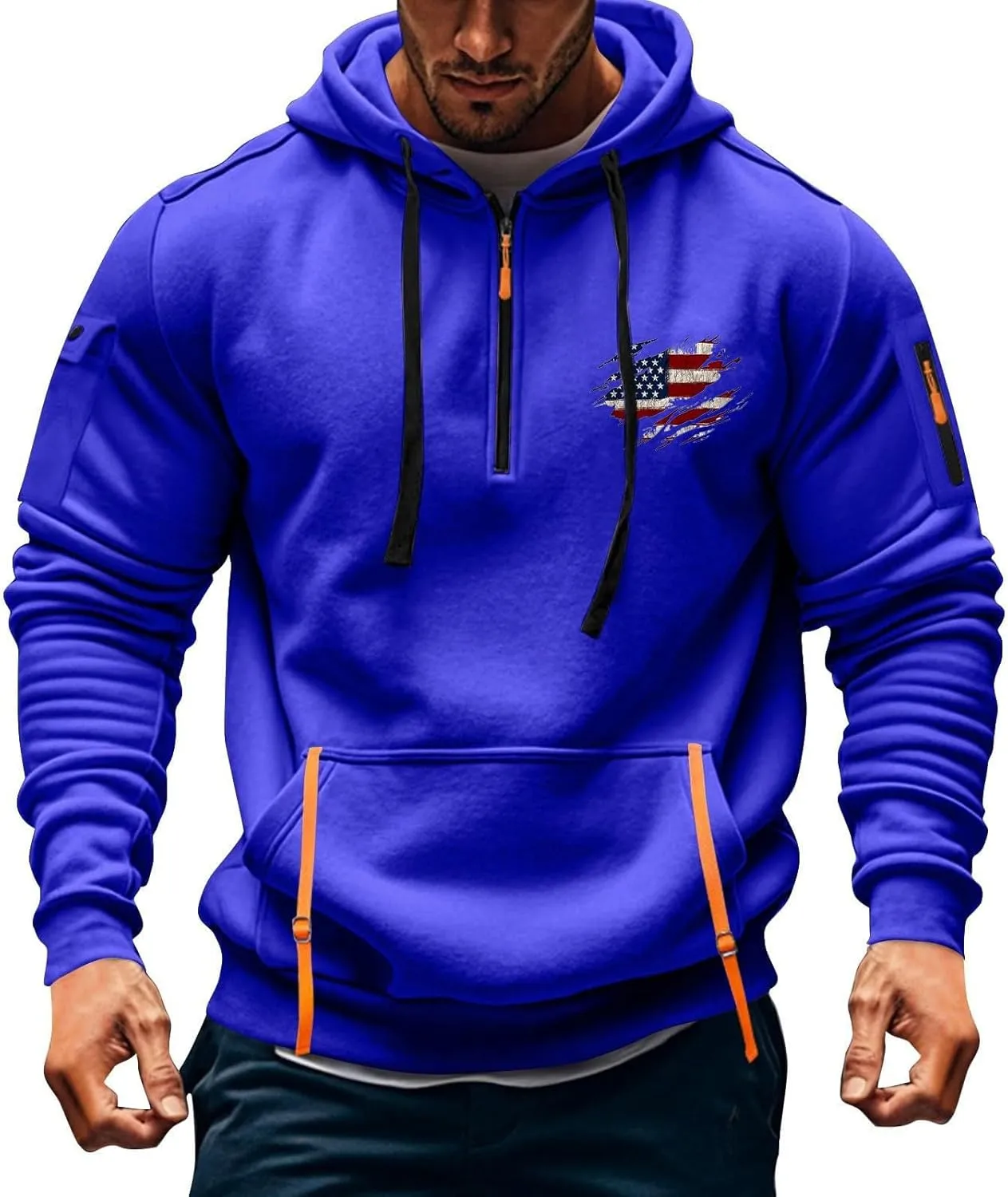 Men Tactical Hoodies Vintage Workout Fall Winter Sport Military Sweatshirt Sweaters 1/4 Zip Long Sleeve Pullover Tops