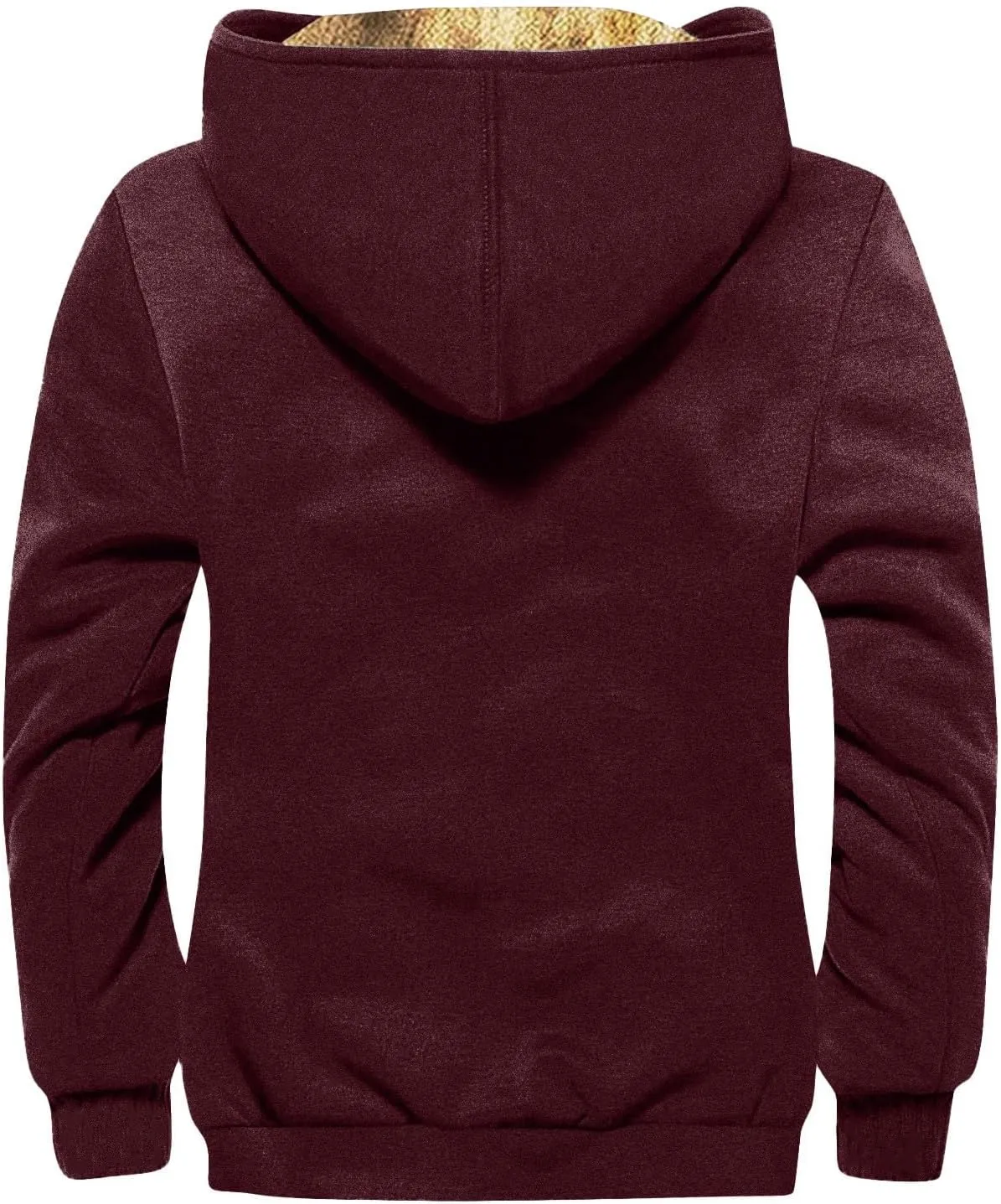 Men Zipper Hoodie Coat Thick Warm Winter Heavyweight Fleece Lined Jackets Sherpa Hooded Sweatshirt M-7XL