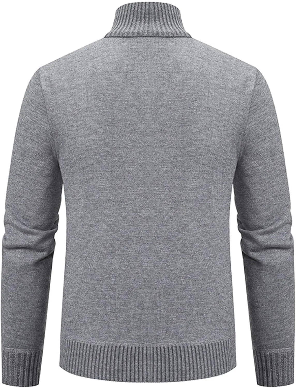 Men's Cardigan Sweaters Full Zip Up Stand Collar Slim Fit Casual Knitted Sweater with 2 Pockets Stripe Knit Cardigan