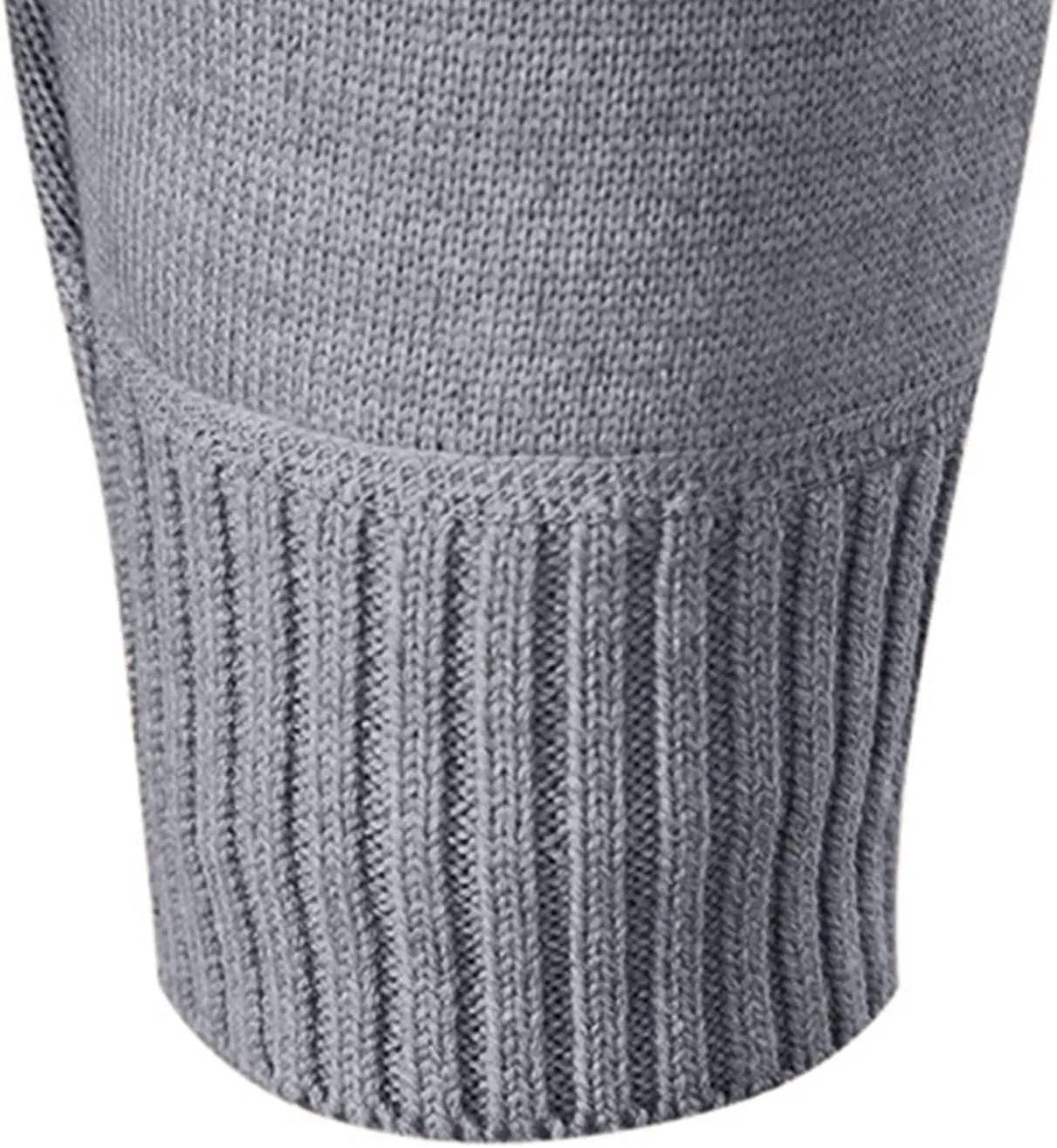 Men's Cardigan Sweaters Full Zip Up Stand Collar Slim Fit Casual Knitted Sweater with 2 Pockets Stripe Knit Cardigan
