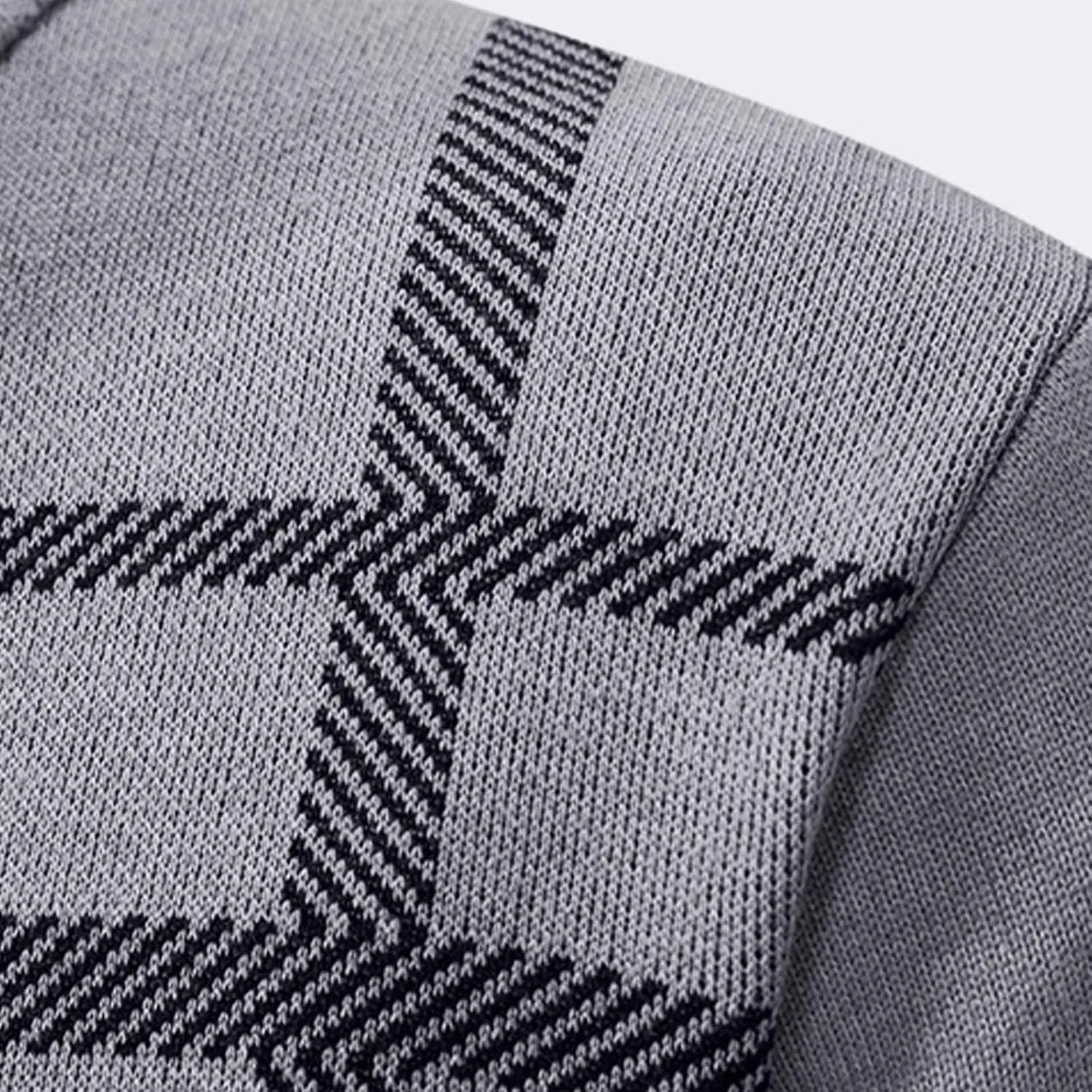 Men's Cardigan Sweaters Full Zip Up Stand Collar Slim Fit Casual Knitted Sweater with 2 Pockets Stripe Knit Cardigan