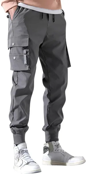 Mens Cargo Pants Casual Joggers Athletic Pants Cotton Loose Straight Sweatpants Fashion Punk Joggers Sports Pants