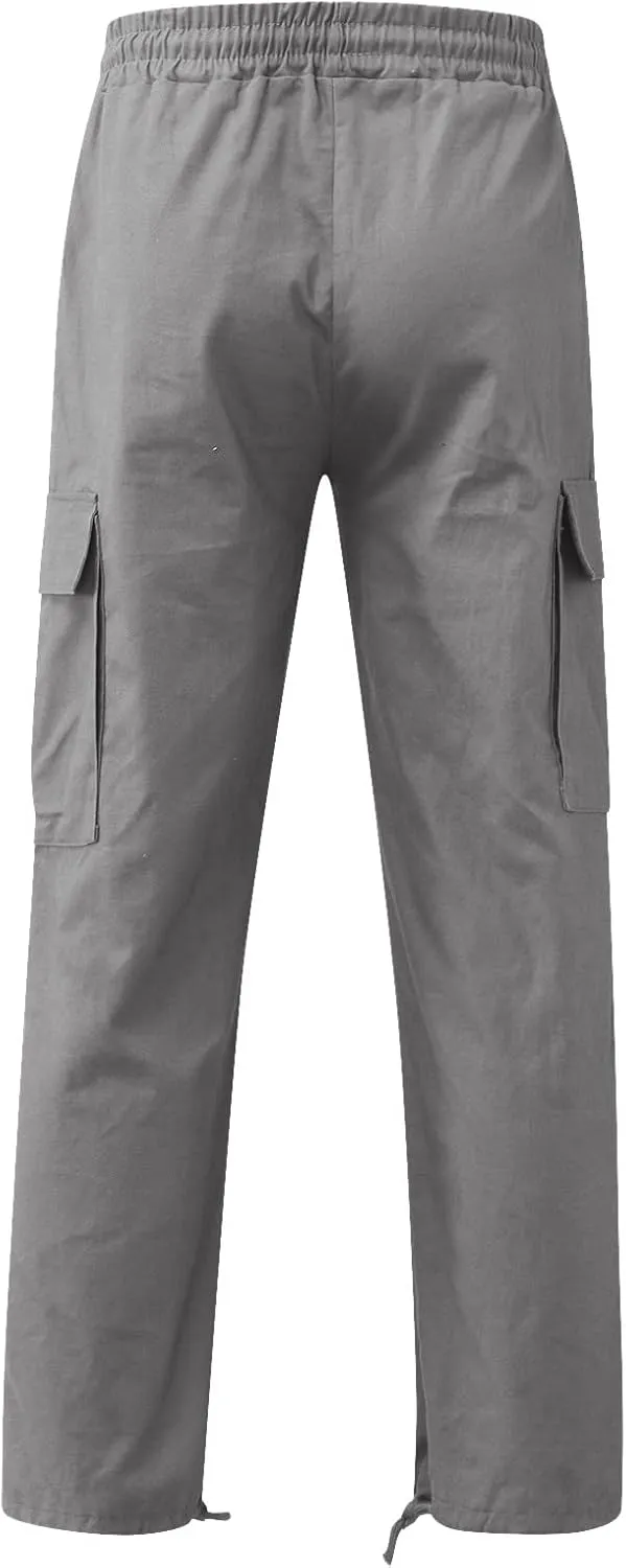 Mens Cargo Pants Casual Joggers Athletic Pants Cotton Loose Straight Sweatpants