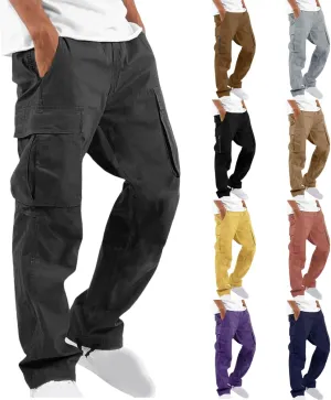 Mens Cargo Pants Casual Joggers Big and Tall Athletic Pants Cotton Loose Baggy Pants Straight Leg Sweatpants