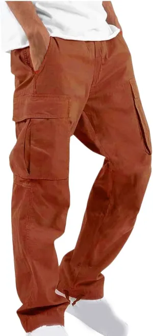 Mens Cargo Pants Casual Joggers Big and Tall Athletic Pants Cotton Loose Baggy Pants Straight Leg Sweatpants