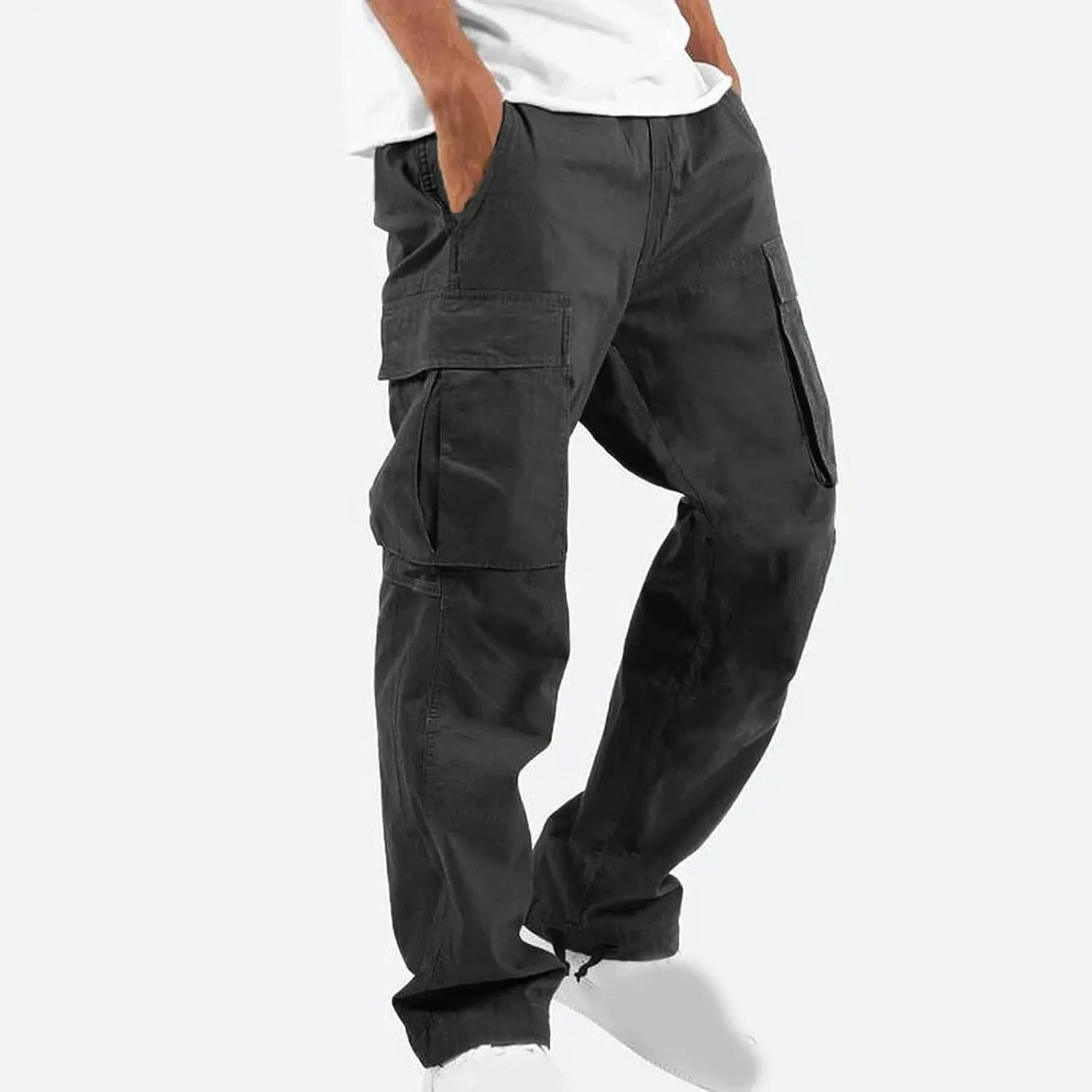 Mens Cargo Pants Casual Joggers Big and Tall Athletic Pants Cotton Loose Baggy Pants Straight Leg Sweatpants