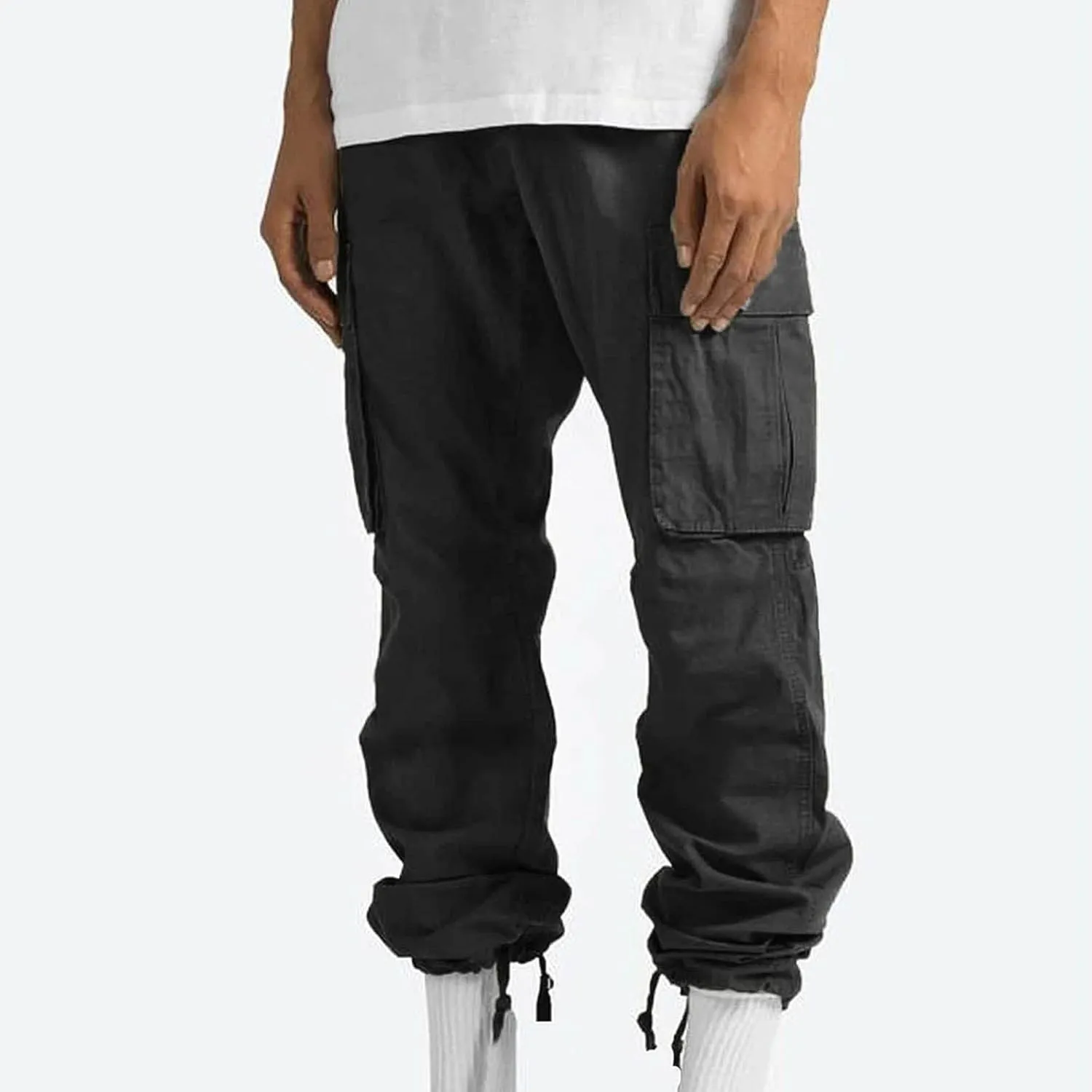Mens Cargo Pants Casual Joggers Big and Tall Athletic Pants Cotton Loose Baggy Pants Straight Leg Sweatpants